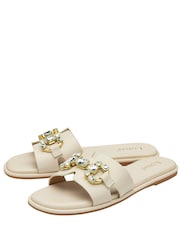 Lotus White Flat Slider Sandals - Image 2 of 4