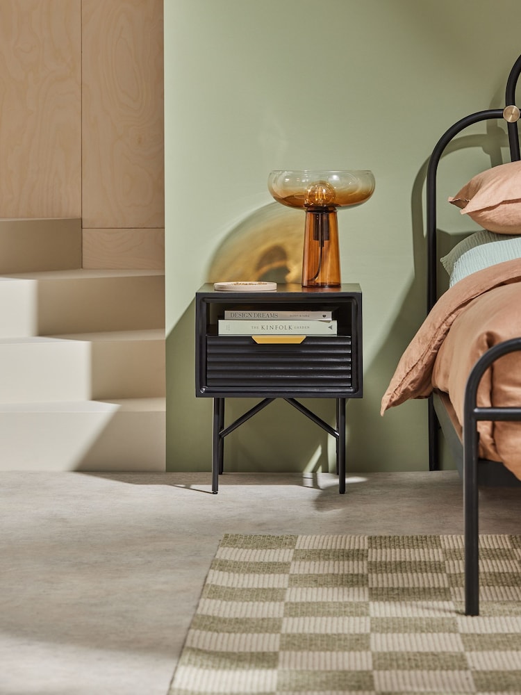 MADE.COM Black Haines Mango Wood Bedside Table - Image 1 of 4