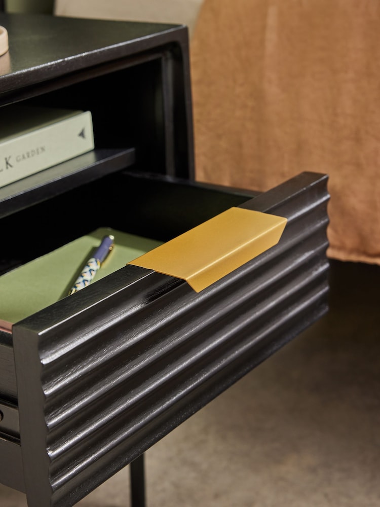 MADE.COM Black Haines Mango Wood Bedside Table - Image 2 of 4
