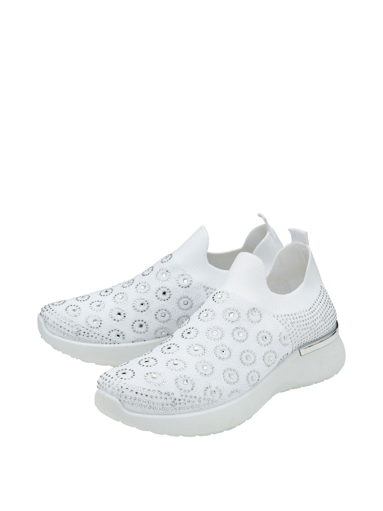 Lotus White Casual Knit Trainers - Image 2 of 4