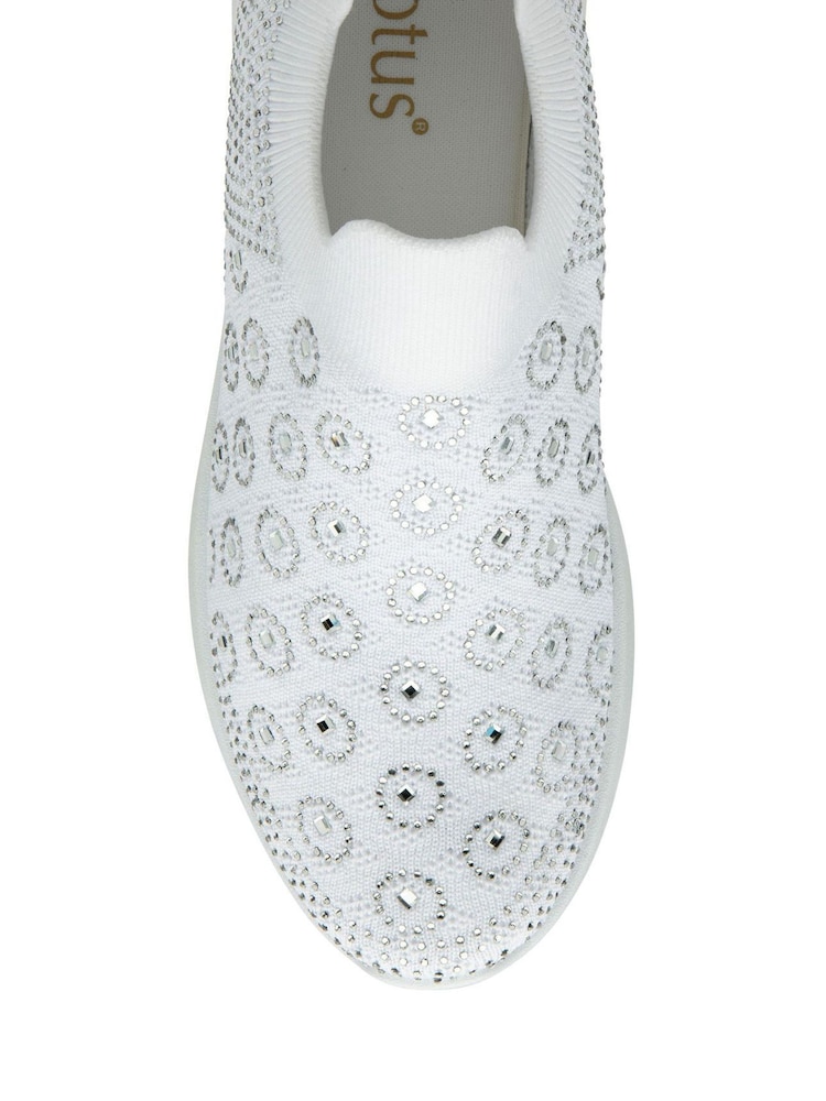 Lotus White Casual Knit Trainers - Image 4 of 4