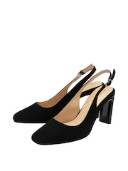 Lotus Jet Black Slingback Suede Court Shoes - Image 2 of 4