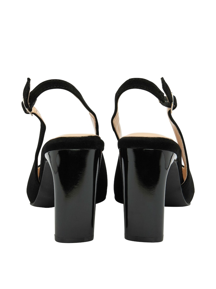 Lotus Jet Black Slingback Suede Court Shoes - Image 3 of 4
