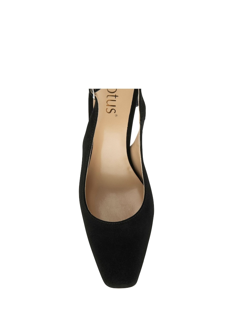 Lotus Jet Black Slingback Suede Court Shoes - Image 4 of 4