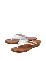Lotus White Low Wedge Toe Thong Sandals - Image 2 of 4