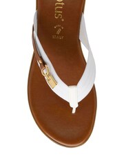 Lotus White Low Wedge Toe Thong Sandals - Image 4 of 4