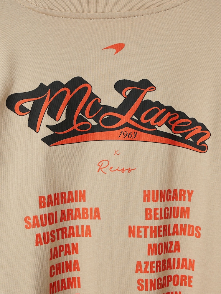 Reiss x McLaren F1 Team Taupe McLaren F1 Crew Neck Tour T-Shirt - Image 10 of 10