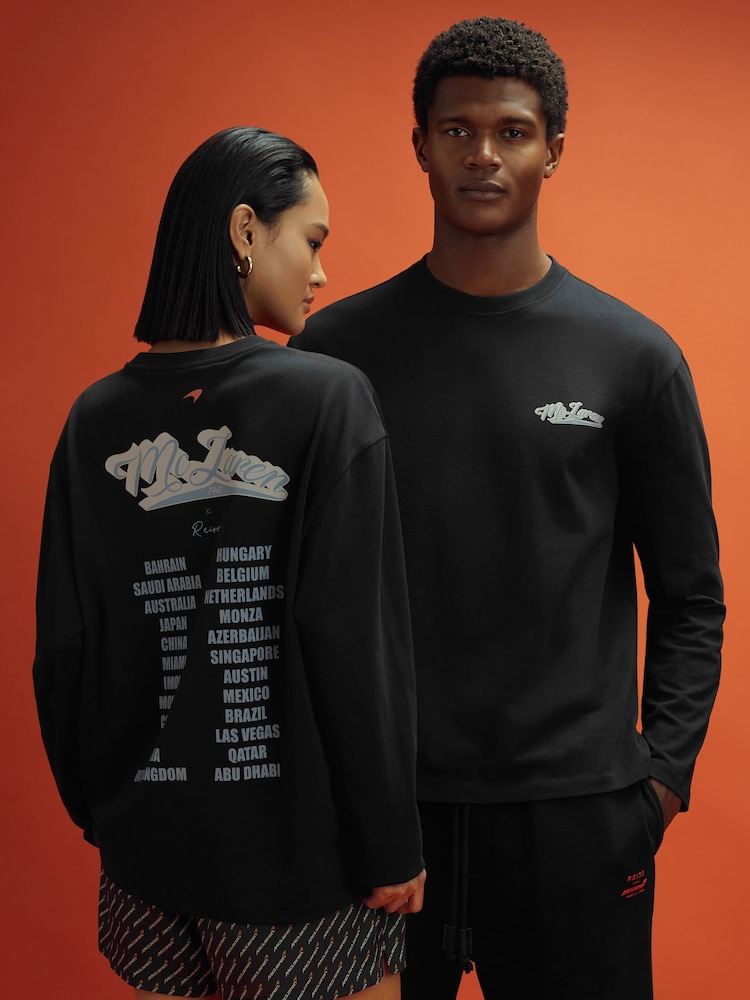 Reiss x McLaren F1 Team Black McLaren F1 Crew Neck Tour T-Shirt - Image 1 of 12