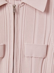 Reiss Nude Clemmie Ribbed Half-Zip Fitted Top - Image 5 of 5