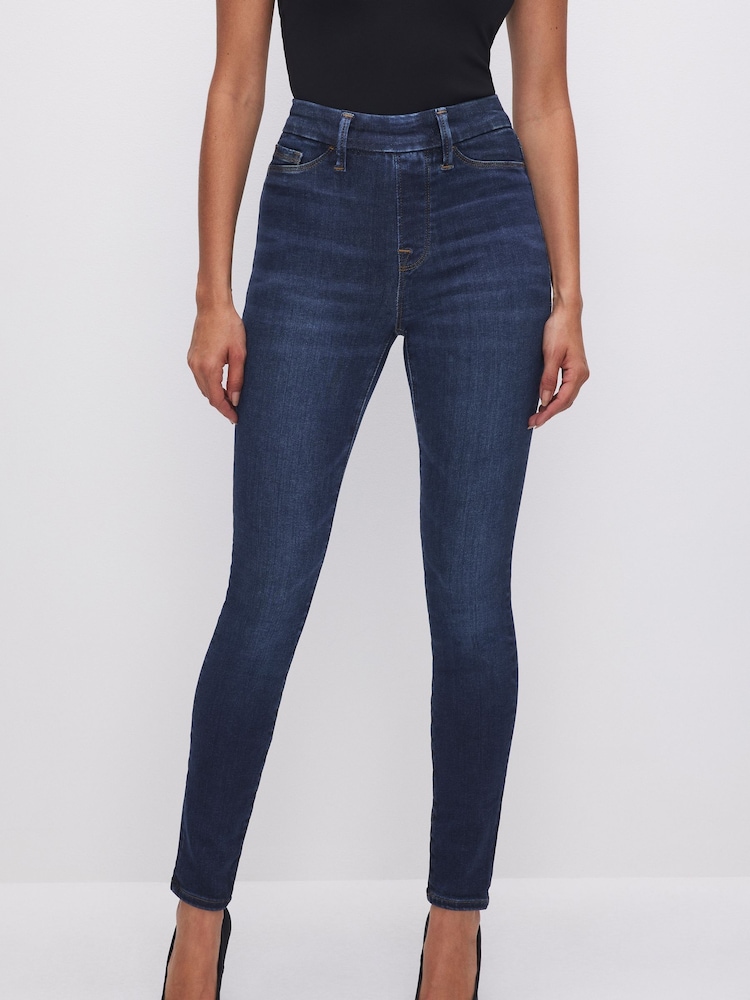 Good American Dark Blue Power Stretch Pull On Skinny Jeans - Image 1 of 1