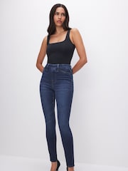 Good American Dark Blue Power Stretch Pull On Skinny Jeans - Image 2 of 7