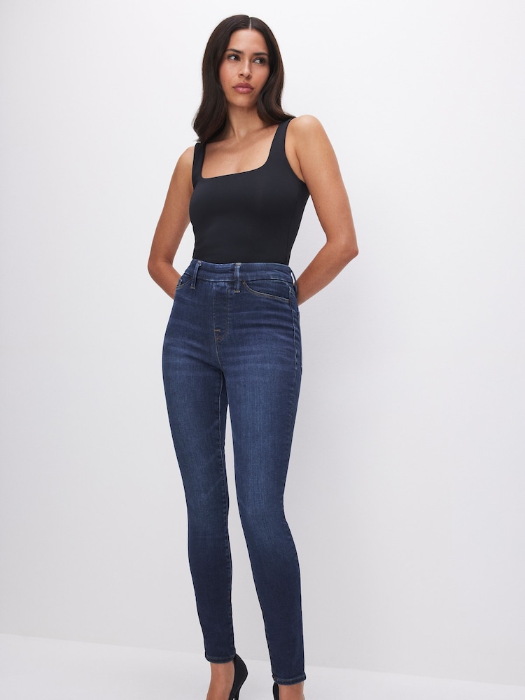 Good American Dark Blue Power Stretch Pull On Skinny Jeans - Image 2 of 7