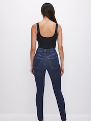 Good American Dark Blue Power Stretch Pull On Skinny Jeans - Image 3 of 7