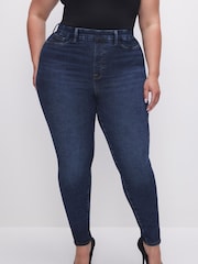Good American Dark Blue Power Stretch Pull On Skinny Jeans - Image 4 of 7
