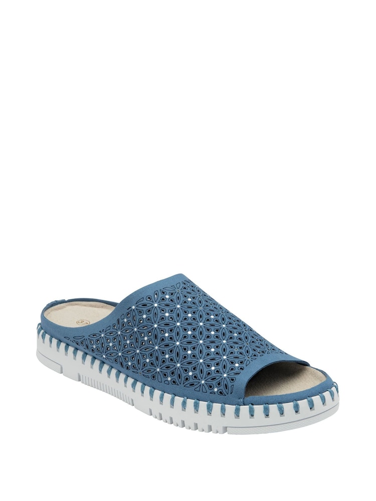 Lotus Blue Open Toe Mule Sandals - Image 1 of 4