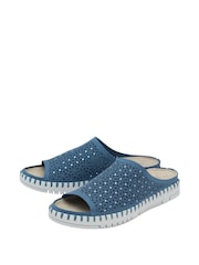 Lotus Blue Open Toe Mule Sandals - Image 2 of 4