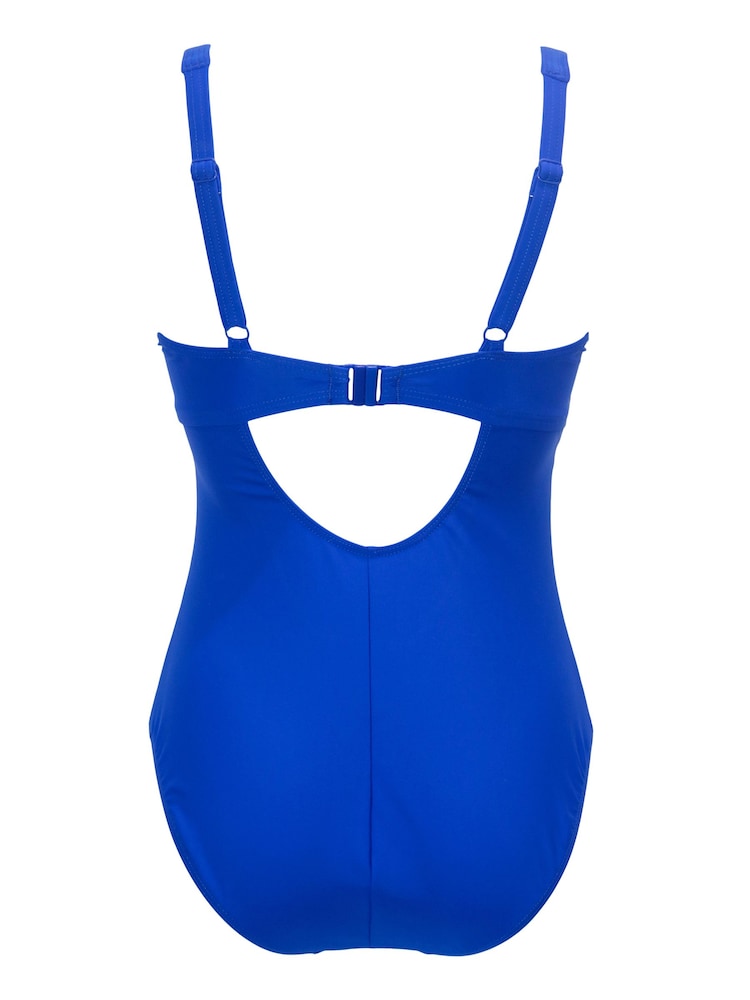 Pour Moi Blue Underwired Bow Front Tummy Control Swimsuit - Image 4 of 4