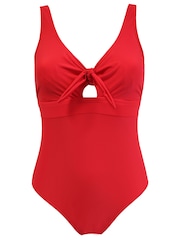 Pour Moi Red Underwired Bow Front Tummy Control Swimsuit - Image 3 of 4