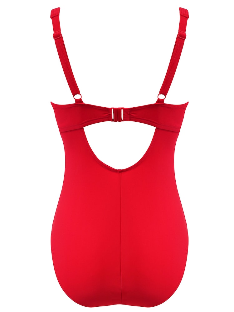 Pour Moi Red Underwired Bow Front Tummy Control Swimsuit - Image 4 of 4