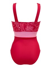 Pour Moi Red Palm Springs Colour Block Tummy Control Swimsuit - Image 4 of 4