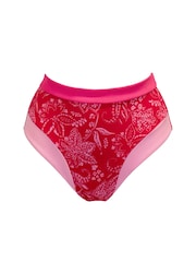 Pour Moi Red High Waist Palm Springs Colour Block Tab Bikini Briefs - Image 3 of 4