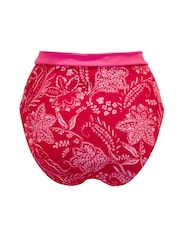 Pour Moi Red High Waist Palm Springs Colour Block Tab Bikini Briefs - Image 4 of 4