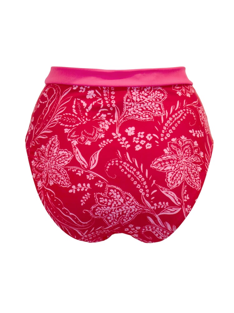 Pour Moi Red High Waist Palm Springs Colour Block Tab Bikini Briefs - Image 4 of 4