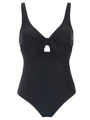 Pour Moi Black Underwired Bow Front Tummy Control Swimsuit - Image 3 of 4