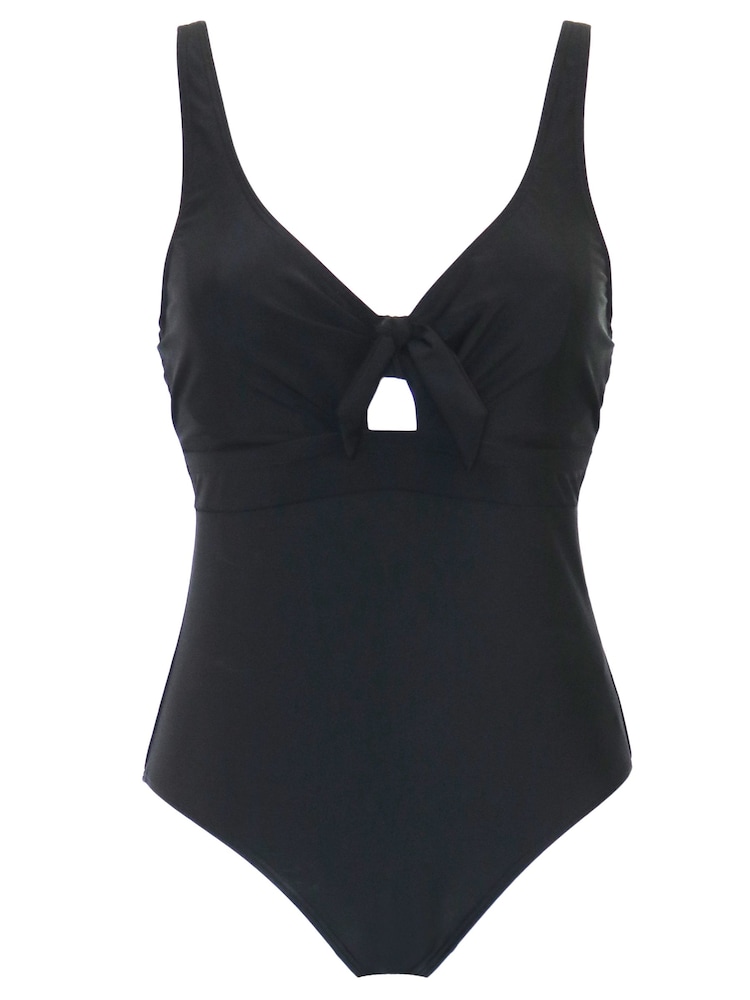 Noir - Maillot de bain Pour Moi à armatures avec nœud devant et contrôle du ventre - Image 3 of 4