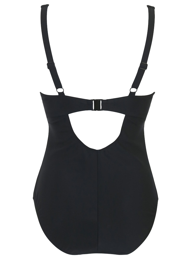 Pour Moi Black Underwired Bow Front Tummy Control Swimsuit - Image 4 of 4