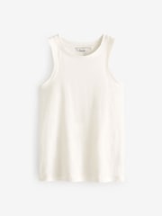 Ecru White 100% Linen Lightweight Round Neck Vest - Image 5 of 6