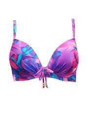 Pour Moi Purple Push Up Cabana Underwired Longline Ruched Bikini Top - Image 3 of 4