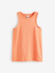 Coral Pink 100% Linen Lightweight Round Neck Vest - Image 5 of 6