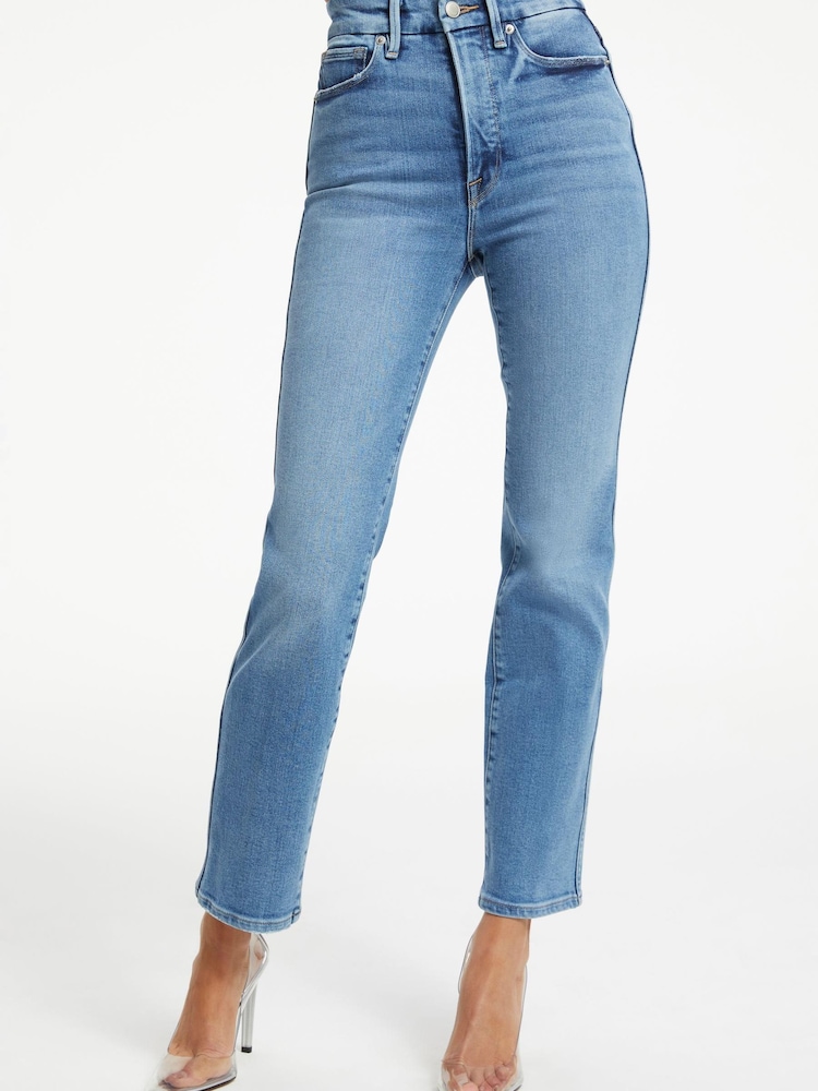 Good American Blue Good Legs Curve Straight Compression Jeans - Image 1 of 6