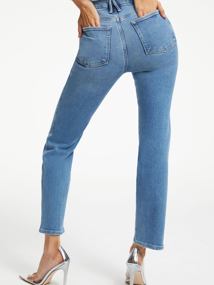 Good American Blue Good Legs Curve Straight Compression Jeans - Image 2 of 6