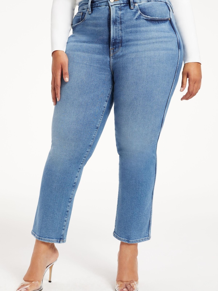 Buy Good American Blue Good Legs Curve Straight Compression Jeans