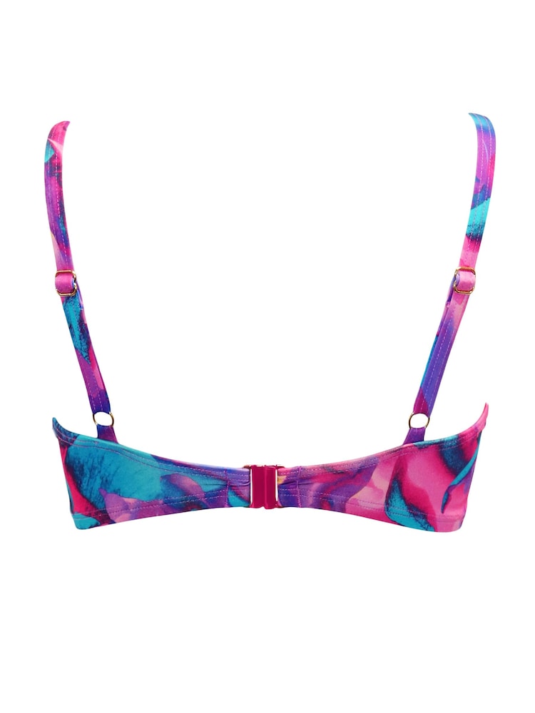 Pour Moi Purple Non Padded Cabana Underwired Longline Ruched Bikini Top - Image 4 of 4