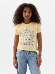 Gap Yellow Floral Slogan Graphic Crew Neck Short Sleeve T-Shirt (4-13yrs) - Image 1 of 1
