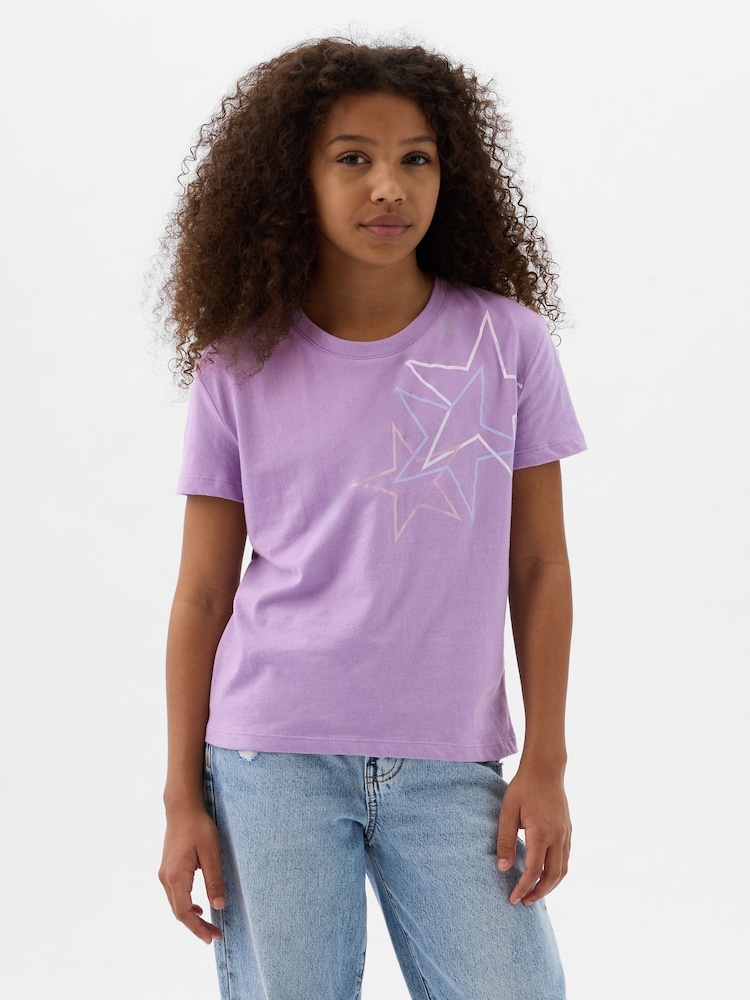 Gap Purple Star Graphic Short Sleeve Crew Neck T-Shirt (4-13yrs) - Image 1 of 3
