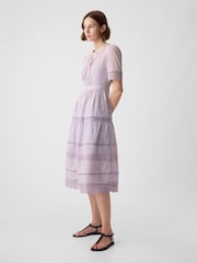 Gap Purple Cotton Lace Midi Dress - Image 2 of 5
