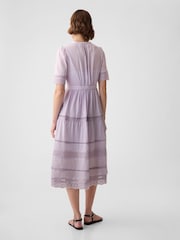Gap Purple Cotton Lace Midi Dress - Image 3 of 5