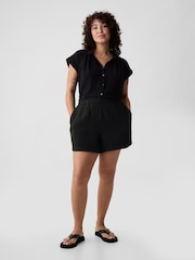Gap Black Crinkle Cotton Pull On Short - Image 1 of 1