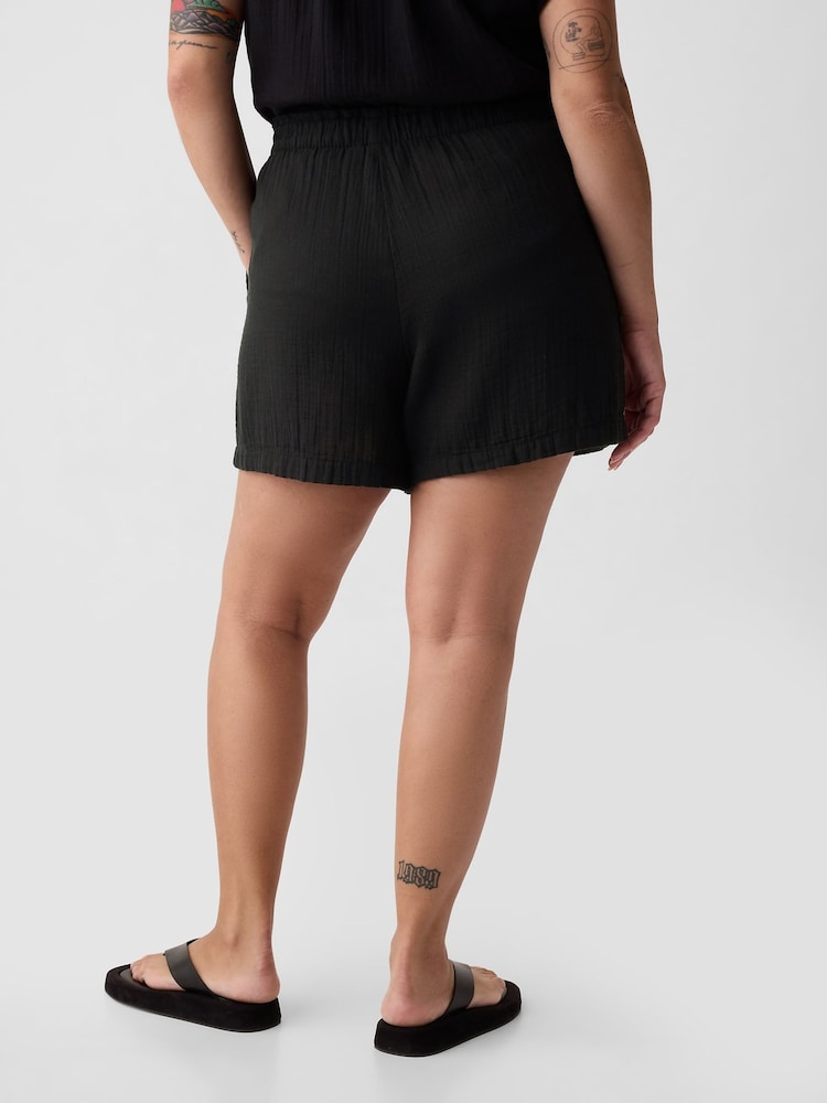Gap Black Crinkle Cotton Pull On Short - Image 2 of 5