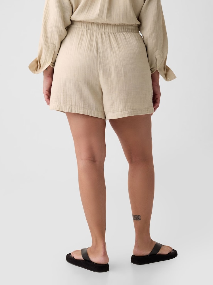Gap Beige Crinkle Cotton Pull On Short - Image 2 of 6 Gap Beige Crinkle Cotton Pull On Short - Image 2 of 6