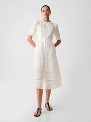 Gap White Cotton Lace Midi Dress - Image 3 of 5