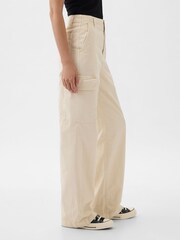 Gap Cream Loose Cotton Chino Cargo Trousers - Image 3 of 5