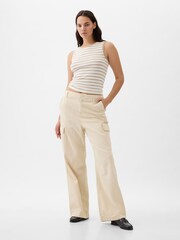 Gap Cream Loose Cotton Chino Cargo Trousers - Image 5 of 5