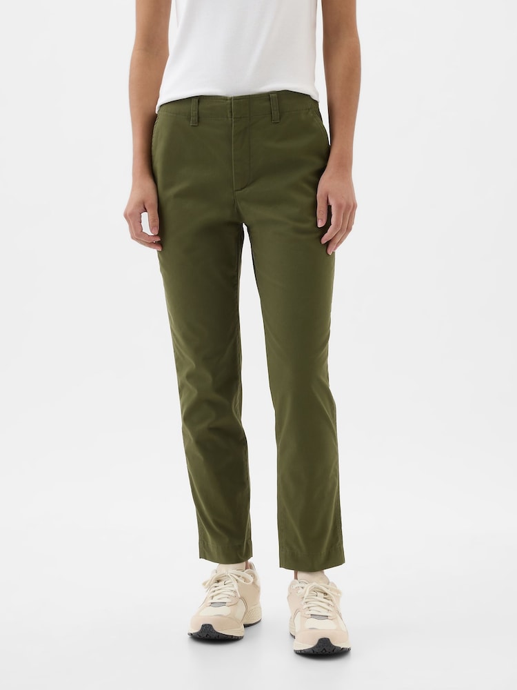Verde - Pantalones chinos urbanos de tiro medio hasta el tobillo de Gap - Imagen 2 de 4