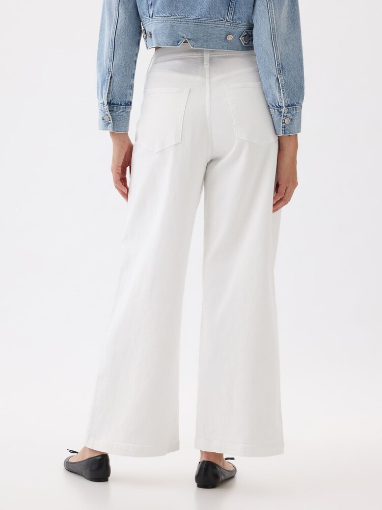 Gap White High Waist Wide Leg Cropped Jeans - Image 2 of 6