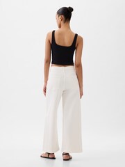 Gap White High Waist Wide Leg Cropped Jeans - Image 3 of 6